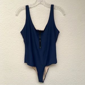 ⭐️ Young & Reckless Sophia Reversible One Piece Swimsuit Blue/Nude Size Large ⭐️